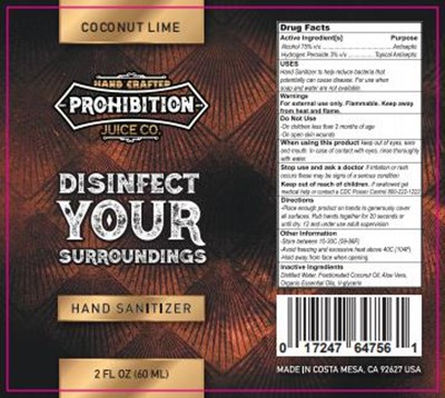 Prohibition Hand Sani Label - Prohibition Hand Sanitizer 60ml Label 00